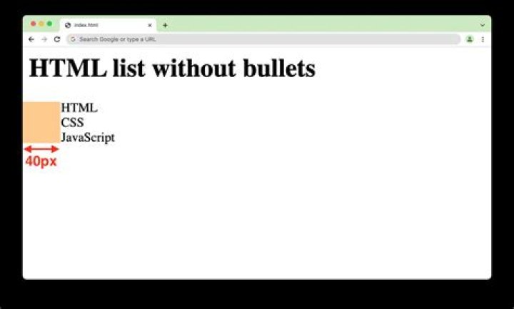 How do I make a list without bullets in HTML?